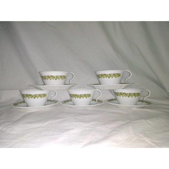 Corelle by corning hook handled spring blossom teacup and saucers (set of 5) - Picture 1 of 5
